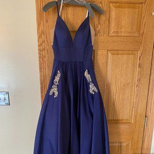 Navy Blue A-Line/Ball Gown